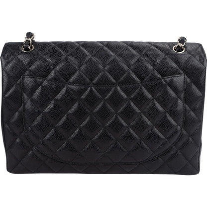 Chanel Quilted Caviar Leather Palladium Maxi Single Flap Crossbody Bag