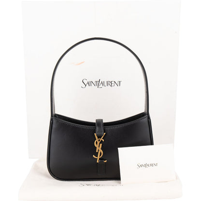 Saint Laurent Black Leather 5 à 7 Mini Hobo Handbag