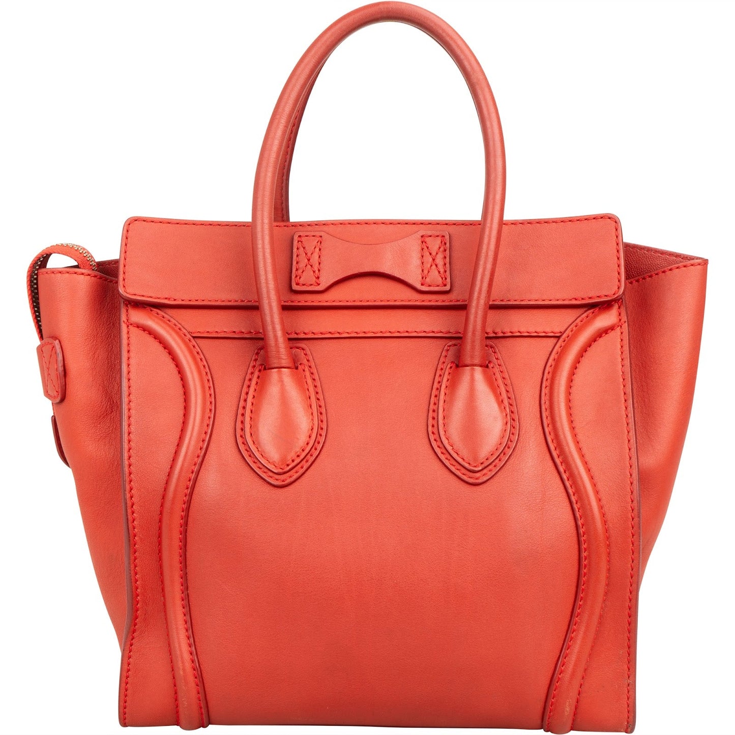 Céline Red Calf Leather Luggage Handbag
