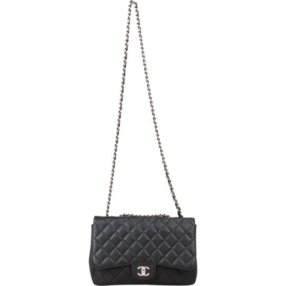 Chanel Quilted Caviar Leather Jumbo Single Flap Crossbody Bag