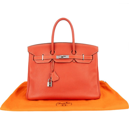 Hermès Pink Taurillon Clemence Birkin 35 Handbag Clay Red Bougainvillier
