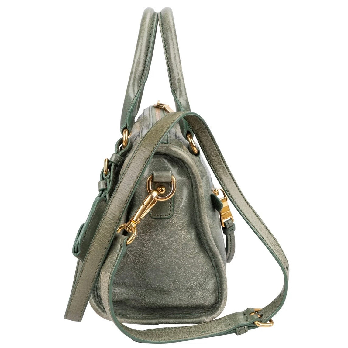 Miu Miu Vitello Shine Leather Mini Bauletto Handbag