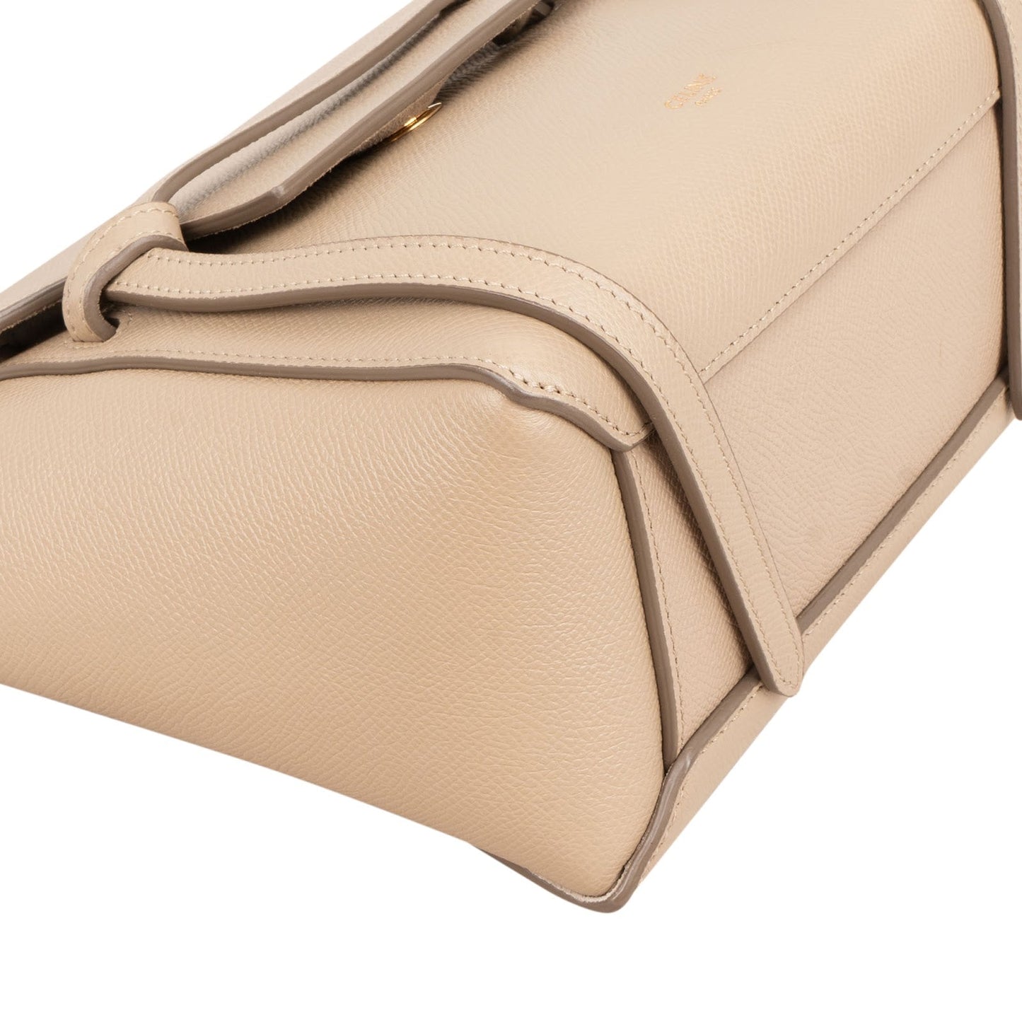 Celine Beige Grained Leather Belt Nano Handbag