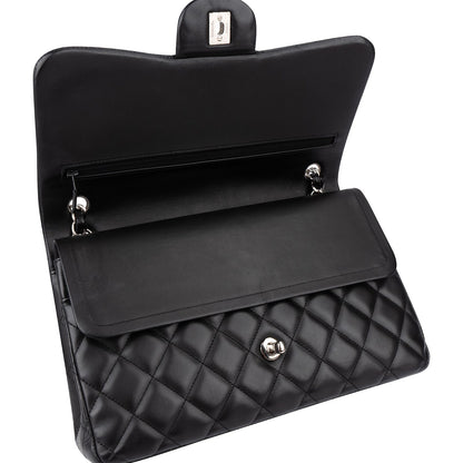 Chanel Quilted Lambskin Palladium Jumbo Double Flap Crossbody Bag