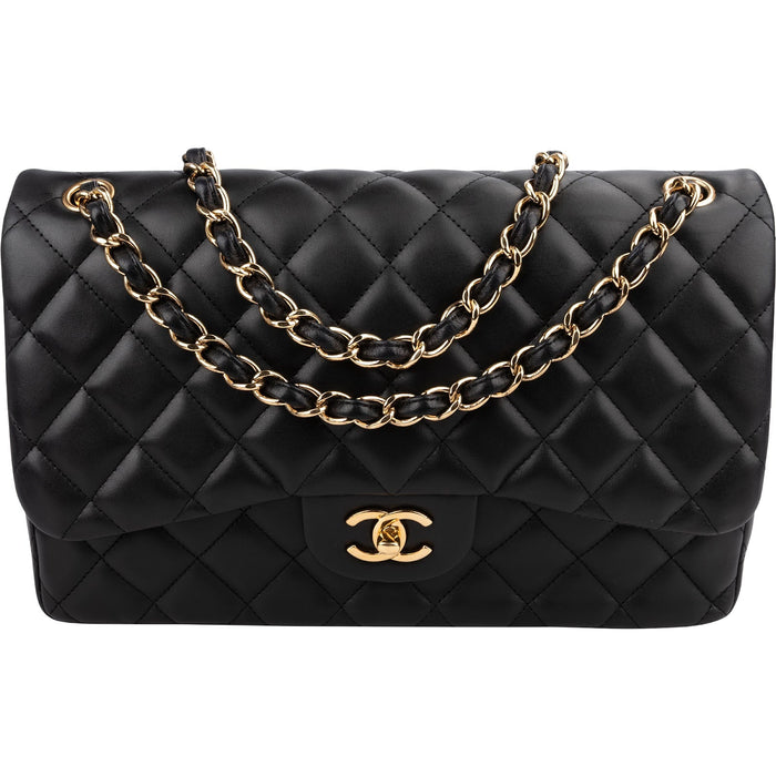Chanel Quilted Lambskin Jumbo Double Flap Crossbody Bag