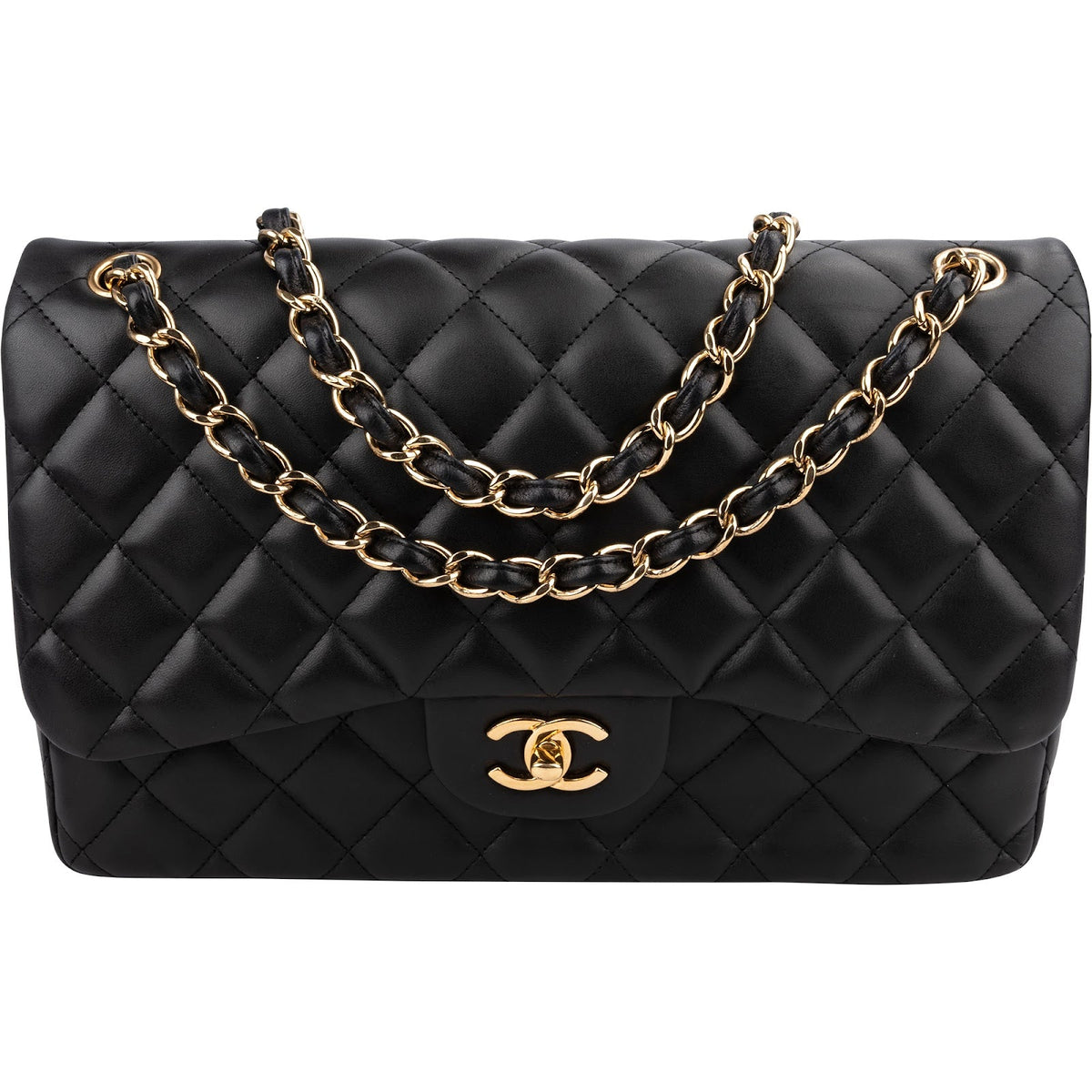 Chanel Quilted Lambskin Jumbo Double Flap Crossbody Bag