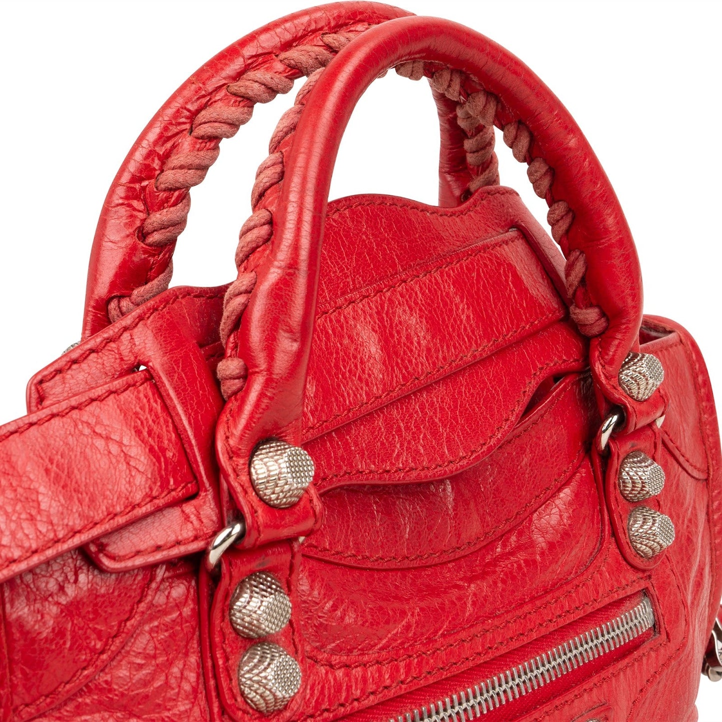 Balenciaga Red Leather Mini City Handbag