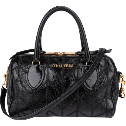 Miu Miu Vitello Shine Lux Stitched Small Bauletto Handbag