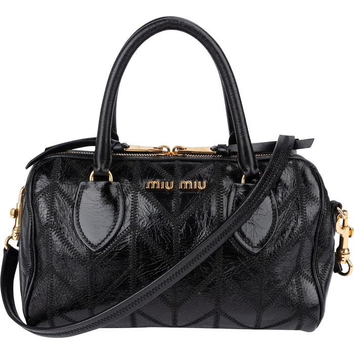 Miu Miu Vitello Shine Lux Stitched Small Bauletto Handbag