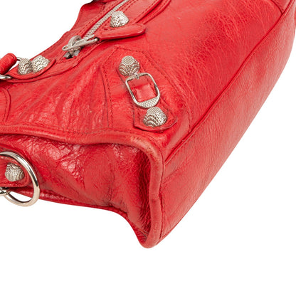 Balenciaga Red Leather Mini City Handbag