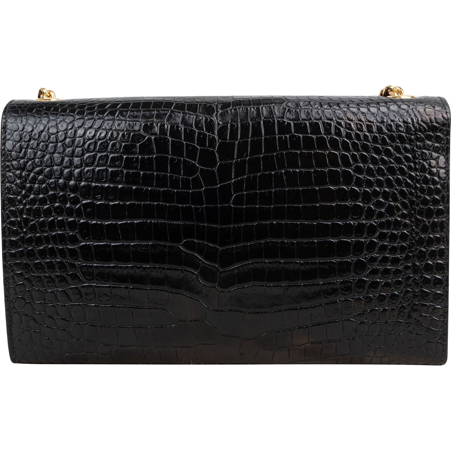 Saint Laurent Croc-Embossed Leather Kate Tassel Chain Crossbody Bag
