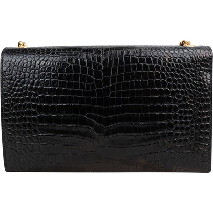 Saint Laurent Croc-Embossed Leather Kate Tassel Chain Crossbody Bag