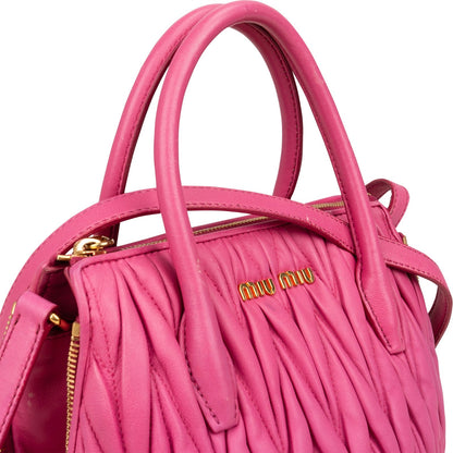 Miu Miu Pink Matelassé Nappa Leather Handbag