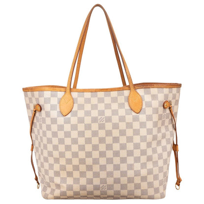 Louis Vuitton Monogram Damier Azur Canvas Neverfull MM Shoulder Bag