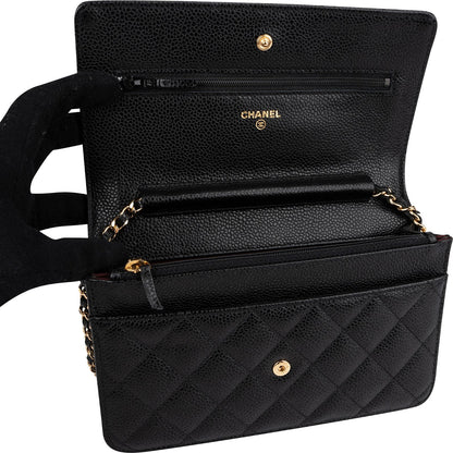 Chanel Quilted Caviar Leather Classic Wallet On Chain Crossbody Bag
