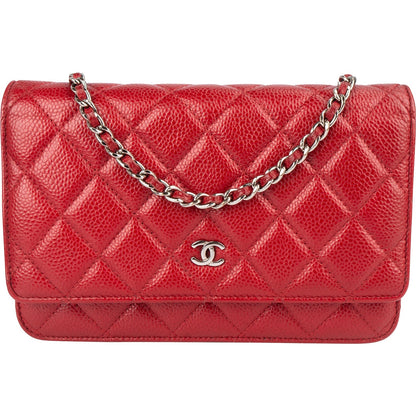 Chanel Quilted Caviar Leather Wallet on Chain Crossbody Bag