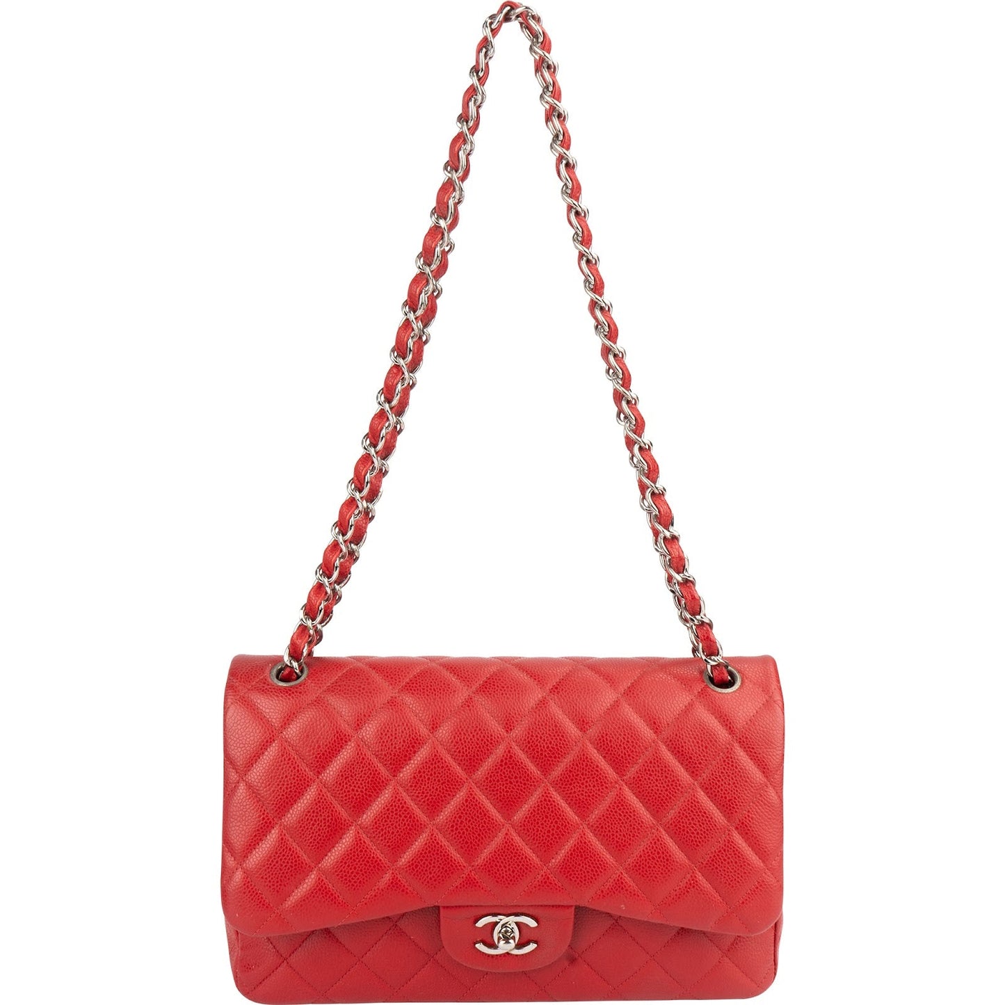 Chanel Quilted Caviar Leather Jumbo Double Flap Crossbody Bag