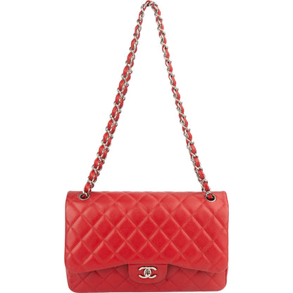 Chanel Quilted Caviar Leather Jumbo Double Flap Crossbody Bag