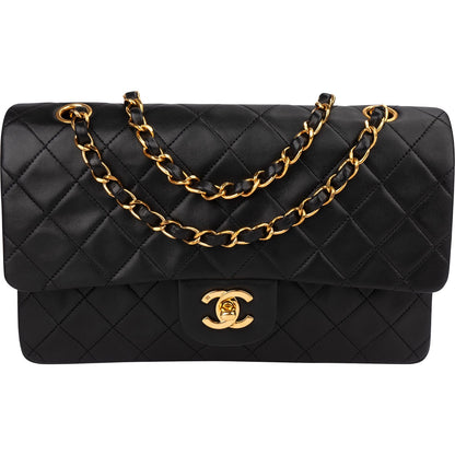 Chanel Quilted Lambskin Medium 24K Gold Double Flap Shoulder Bag