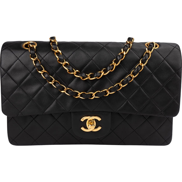 Chanel Quilted Lambskin Medium 24K Gold Double Flap Shoulder Bag