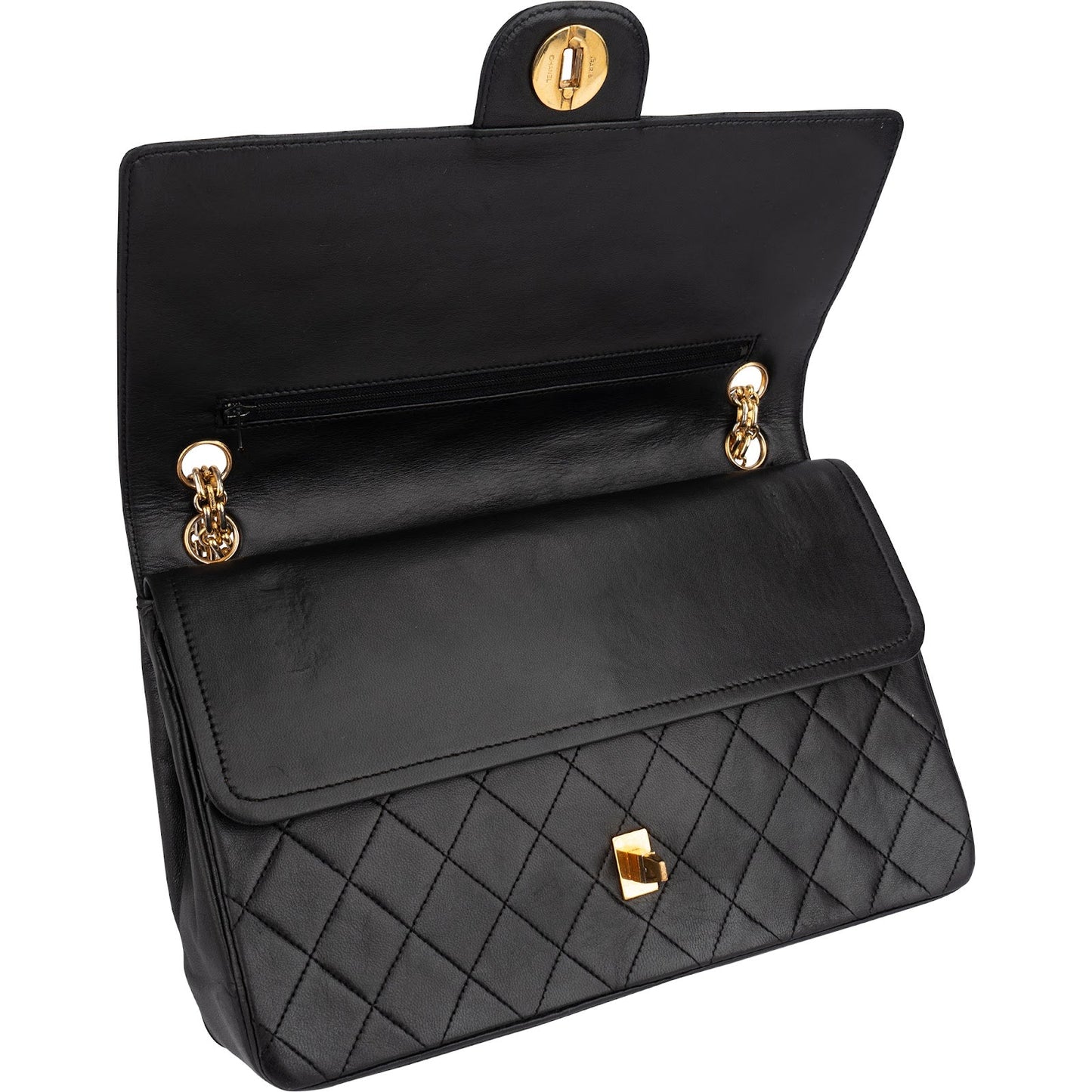 Chanel Quilted Lambskin 24K Gold Double Flap Shoulder Bag