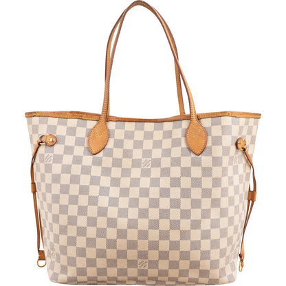 Louis Vuitton Monogram Damier Azur Canvas Neverfull MM Shoulder Bag