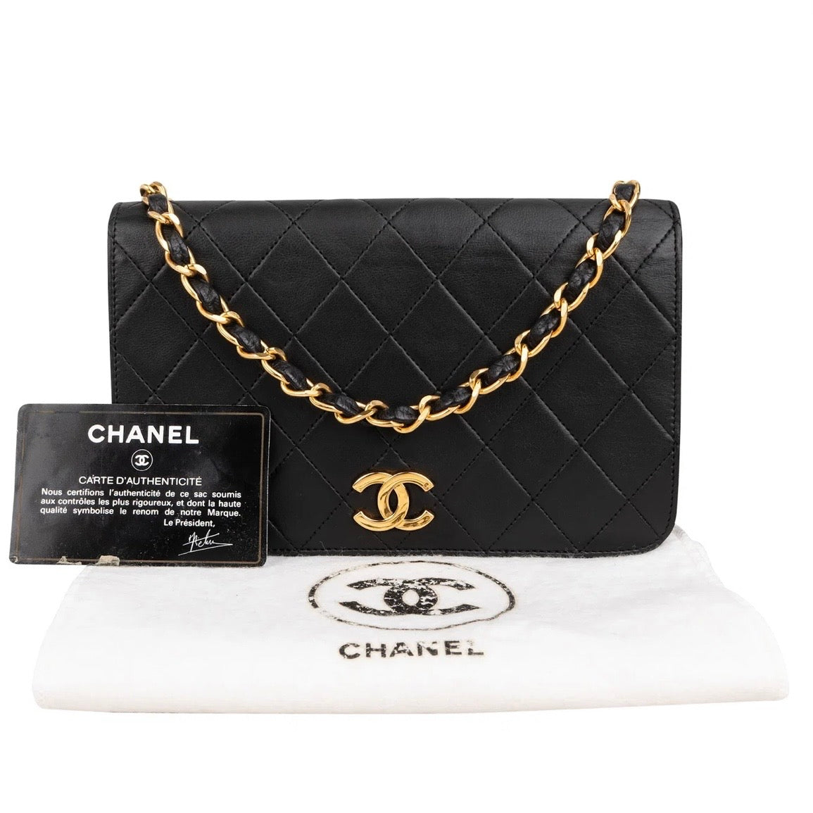 Chanel Quilted Lambskin 24K Gold Single Flap Shoulder Bag