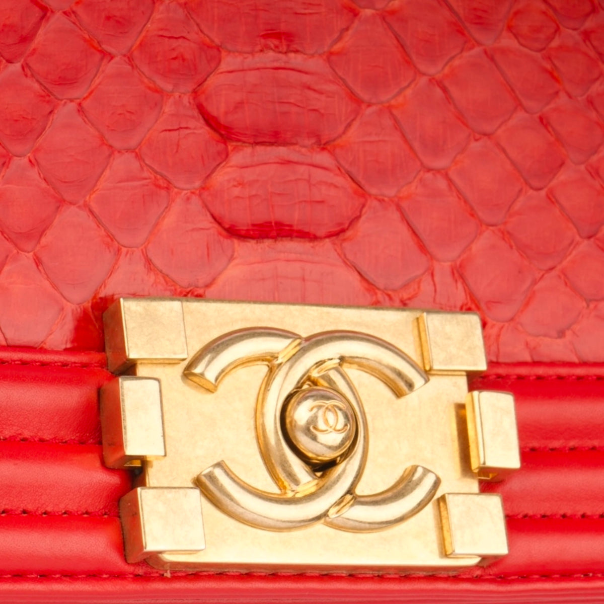 Chanel Boy Red Phyton Leather Limited Edition Bag