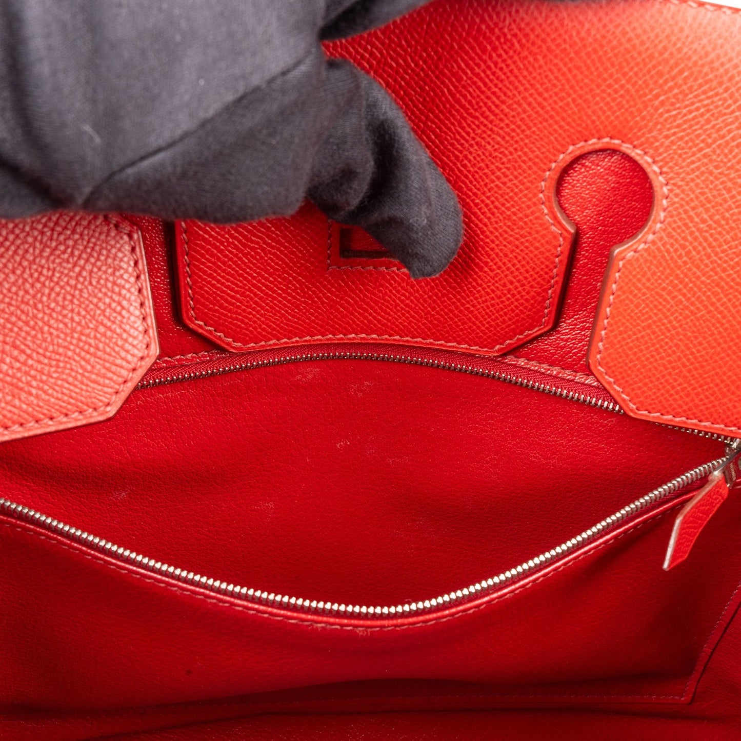 Hermès Rouge Epsom Leather Palladium Birkin 35 Handbag