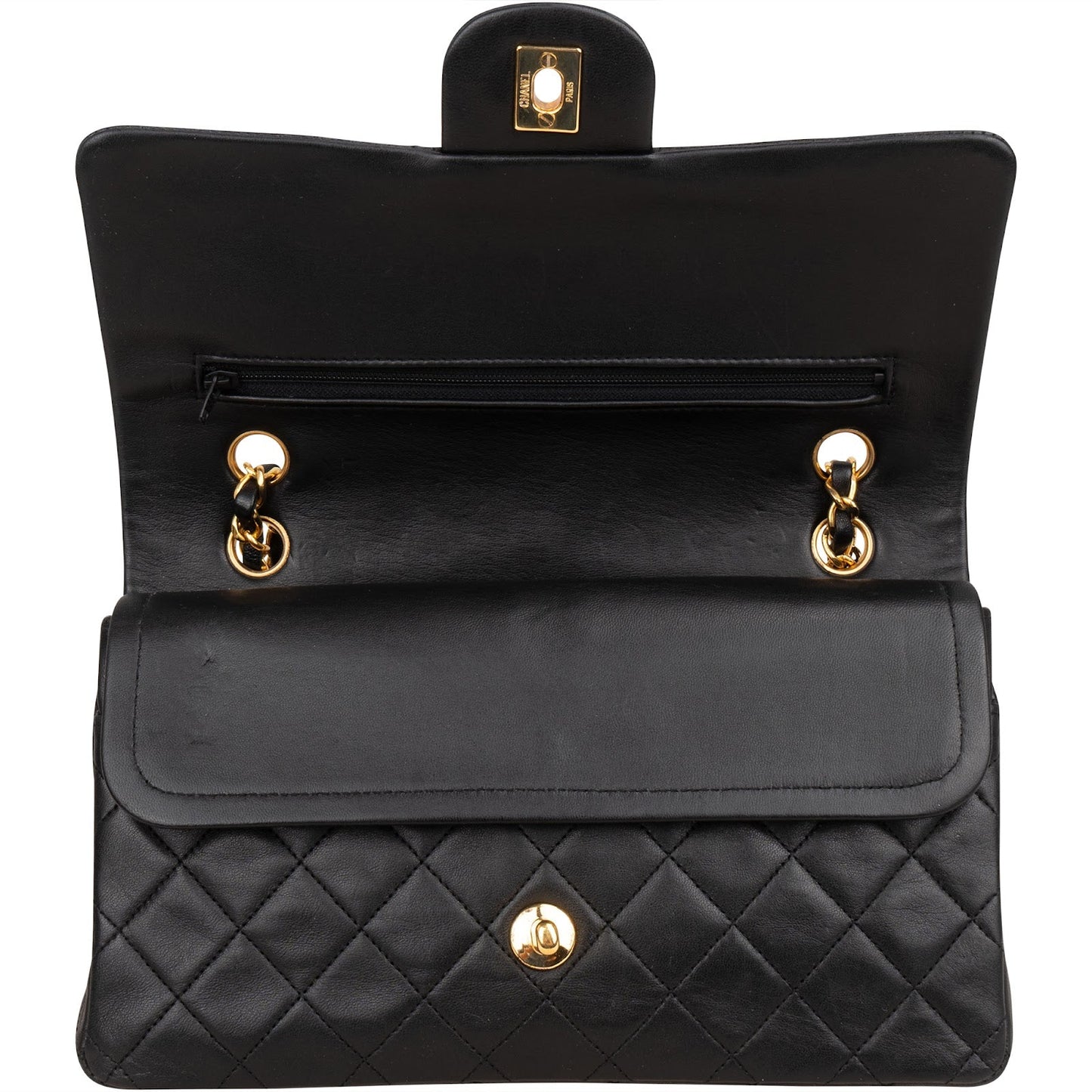 Chanel Quilted Lambskin 24K Gold Medium Double Flap Shoulder Bag