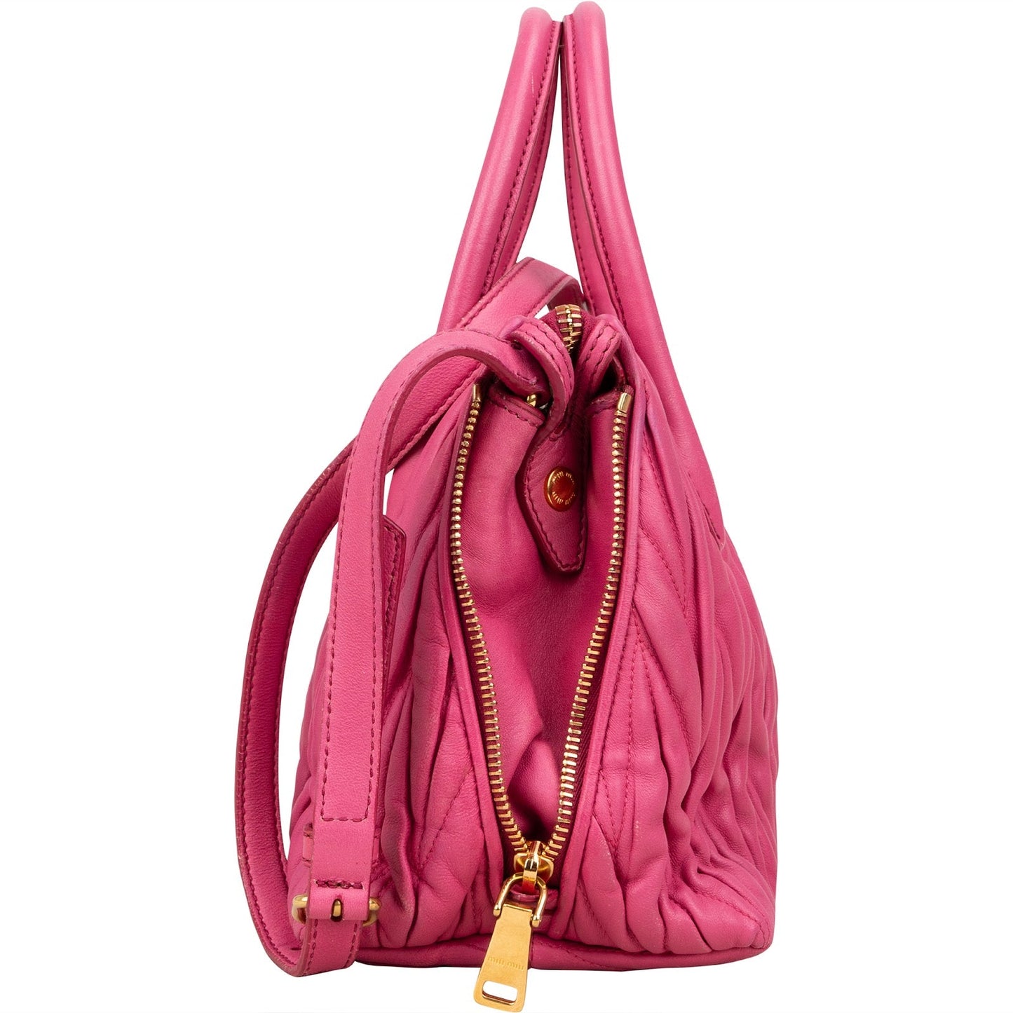 Miu Miu Pink Matelassé Nappa Leather Handbag