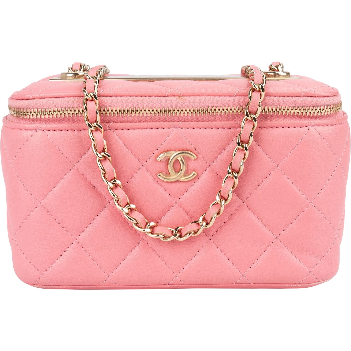 Chanel Quilted Lambskin CC Mini Vanity Case Chain Crossbody Bag