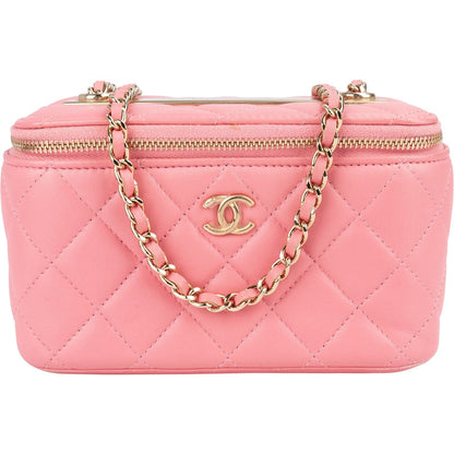 Chanel Quilted Lambskin CC Mini Vanity Case Chain Crossbody Bag