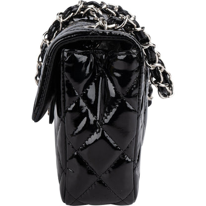 Chanel Quilted Patent Leather East West Single Flap Shoulder Bag