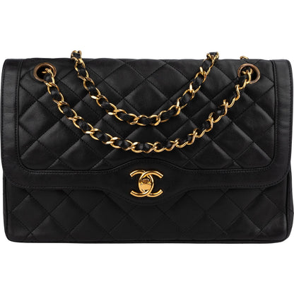 Chanel Quilted Lambskin 24K Gold Double Flap Shoulder Bag