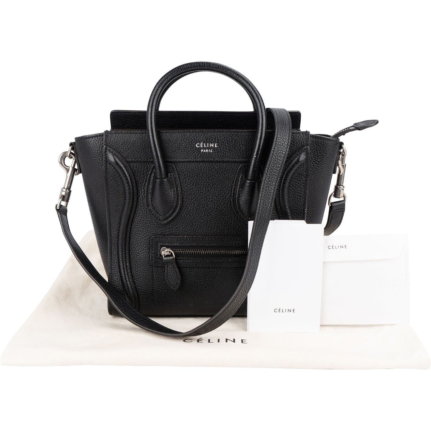 Celine Grained Leather Luggage Nano Crossbody Handbag