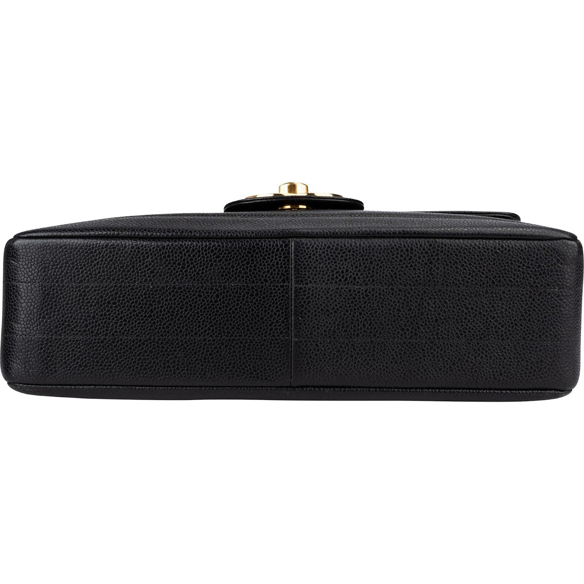 Chanel Horizontal Quilted Caviar Leather Jumbo 24K Gold Single Flap Crossbody Bag