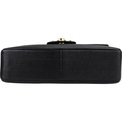 Chanel Horizontal Quilted Caviar Leather Jumbo 24K Gold Single Flap Crossbody Bag