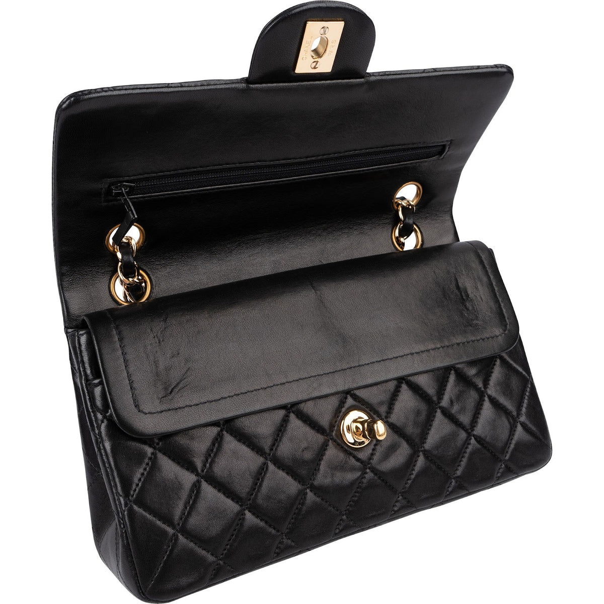 Chanel Quilted Lambskin 24K Gold Small Double Flap Shoulder Bag