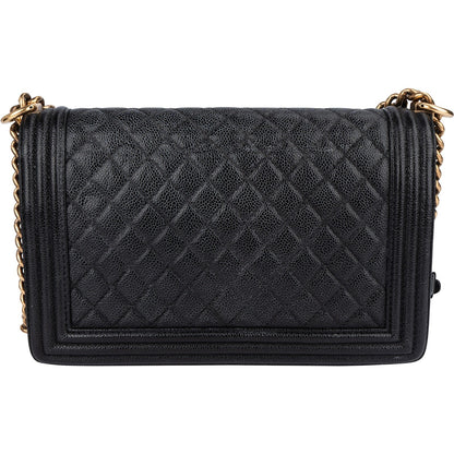 Chanel Quilted Caviar Leather Boy Single Flap Crossbody Bag