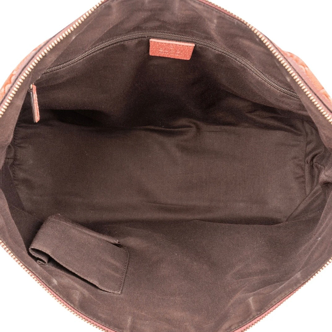 Gucci Pink Suede Monogram Abbey Handbag