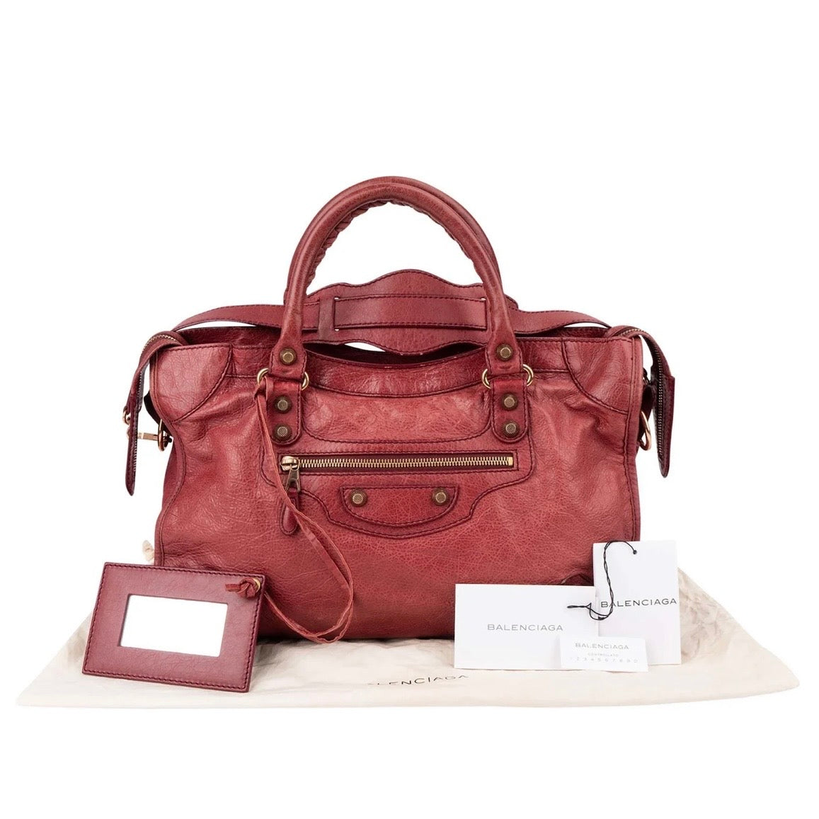 Balenciaga Red Leather Classic City Handbag