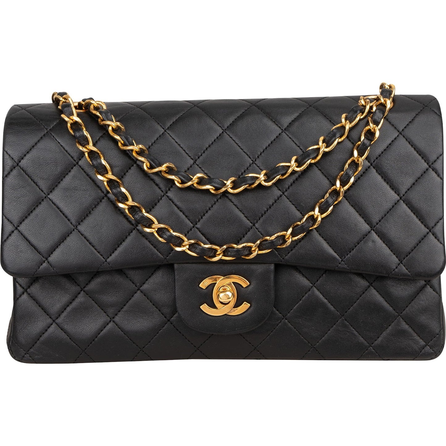 Chanel Quilted Lambskin 24K Gold Medium Double Flap Shoulder Bag