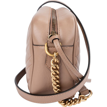 Gucci Chevron Leather GG Marmont Medium Crossbody Bag