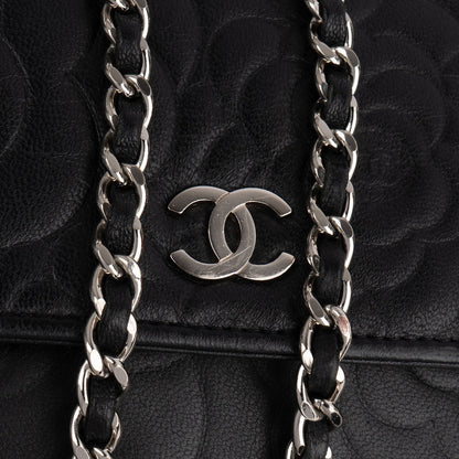 Chanel Camellia Embossed Lambskin Wallet On Chain Crossbody Bag