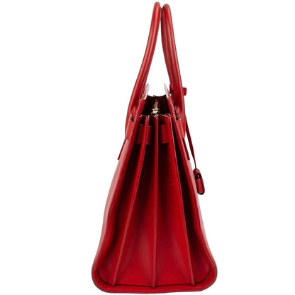 Yves Saint Laurent Red Calfskin Leather Sac de Jour Handbag