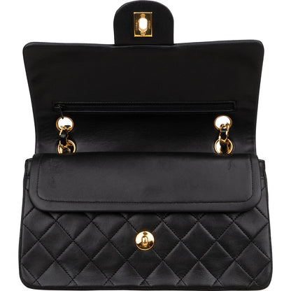 Chanel Quilted Lambskin Small 24K Gold Double Flap Shoulder Bag