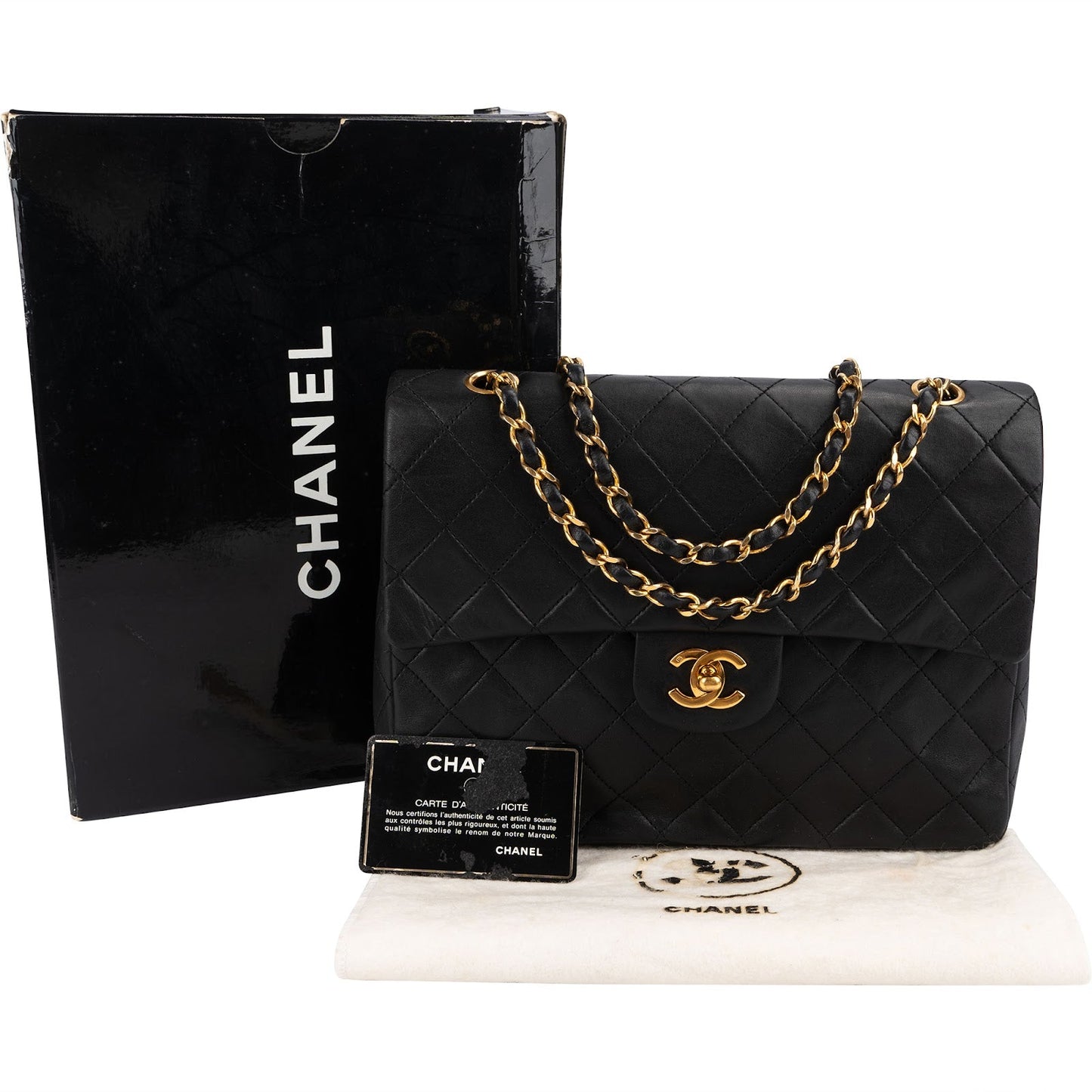 Chanel Quilted Lambskin Medium 24K Gold Double Flap Shoulder Bag