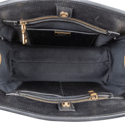 Prada Saffiano Bicolor Leather City Tote Handbag
