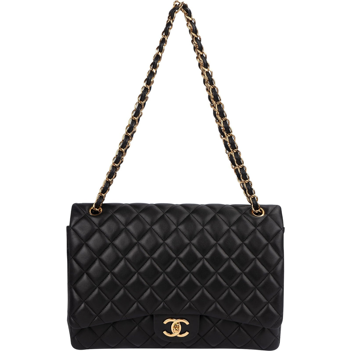Chanel Quilted Lambskin Maxi Double Flap Crossbody Bag